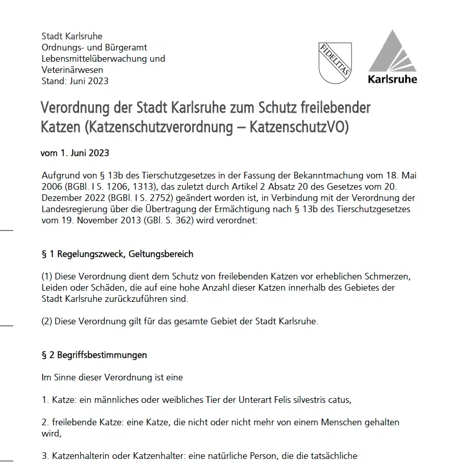 Cat protection regulations of the city of Karlsruhe